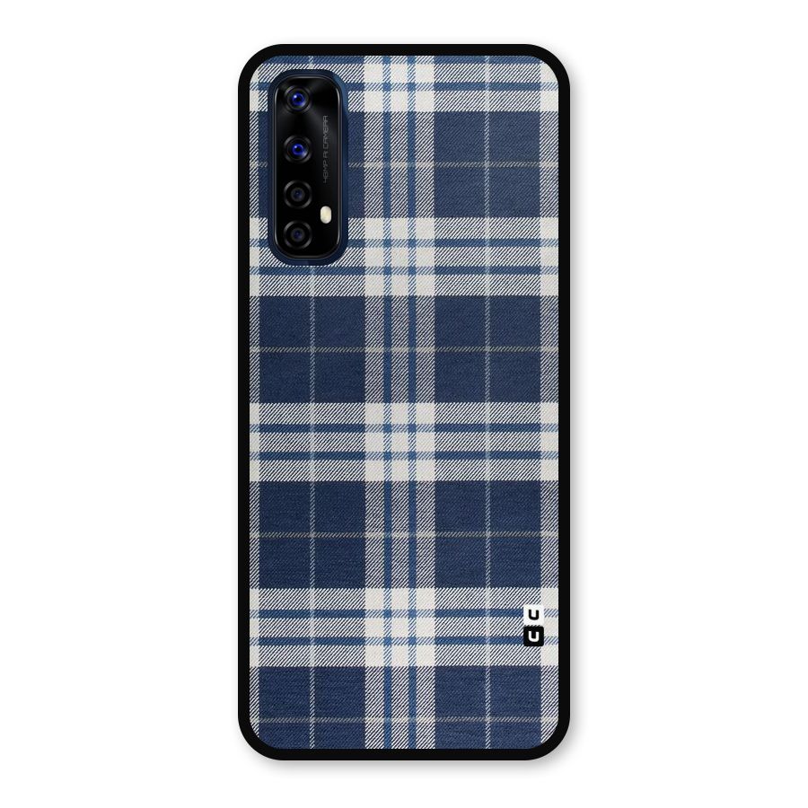 Blue White Check Metal Back Case for Realme 7