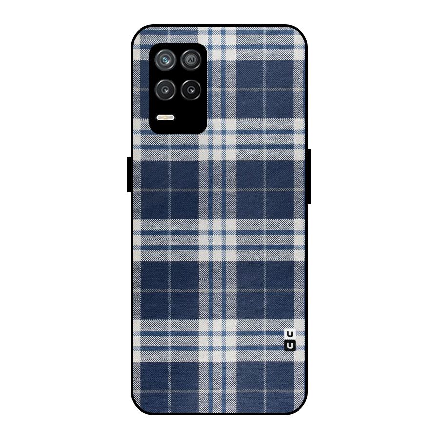 Blue White Check Metal Back Case for Realme 8 5G