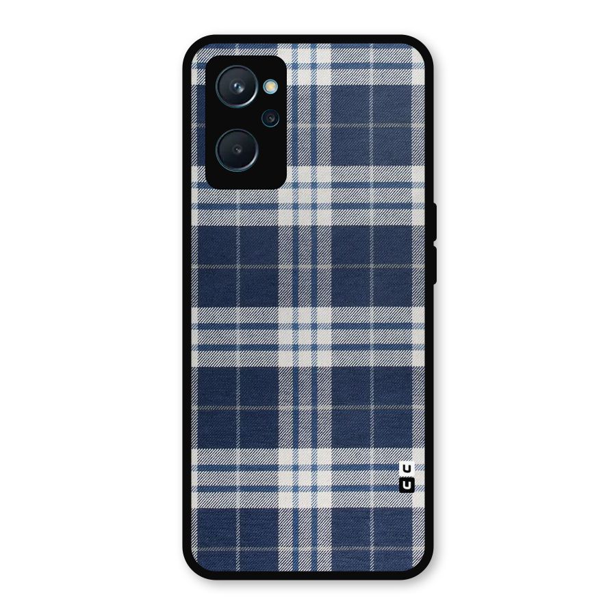Blue White Check Metal Back Case for Realme 9i