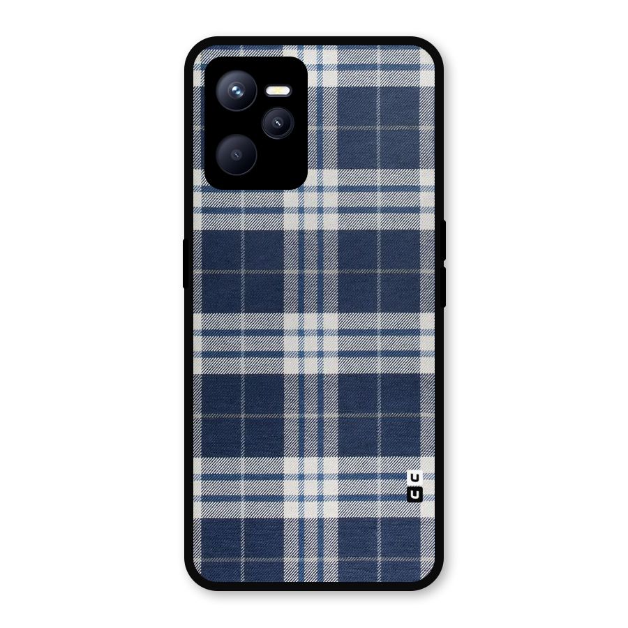 Blue White Check Metal Back Case for Realme C35