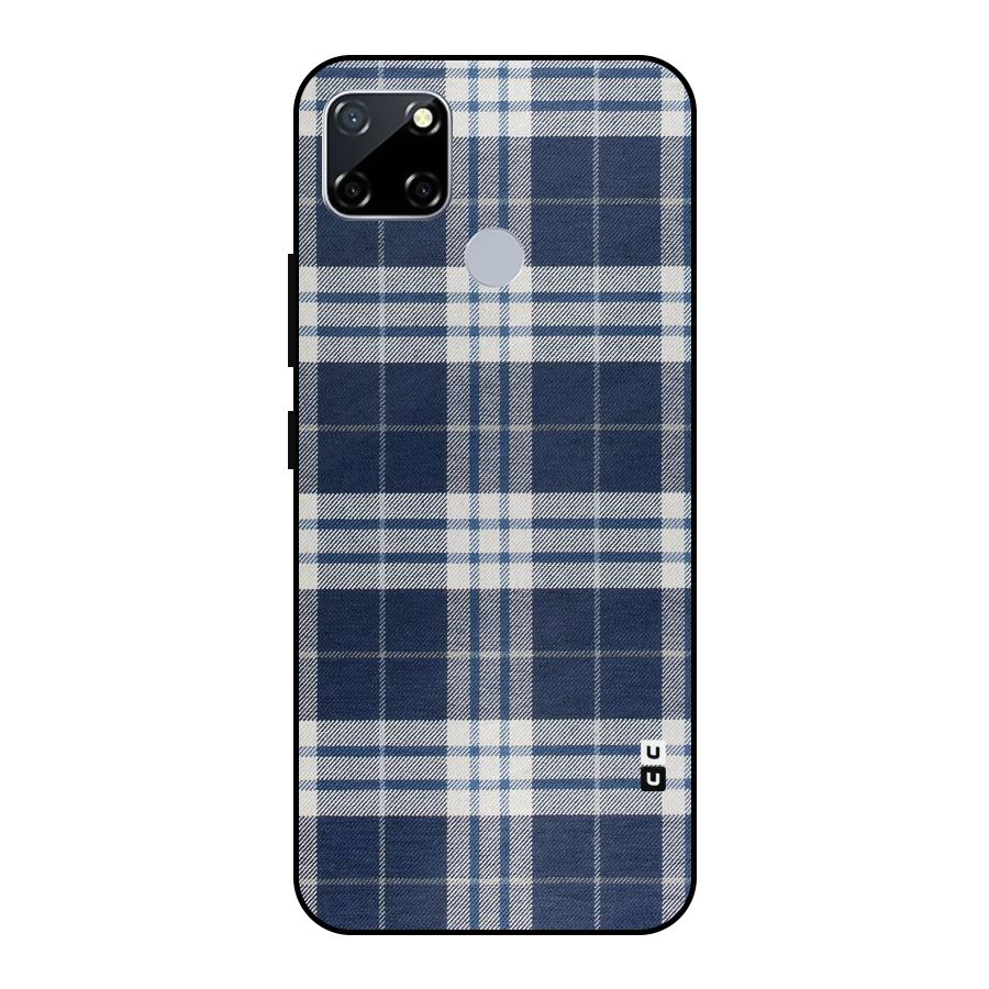 Blue White Check Metal Back Case for Realme Narzo 30A