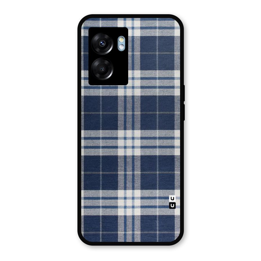 Blue White Check Metal Back Case for Realme Narzo 50 5G