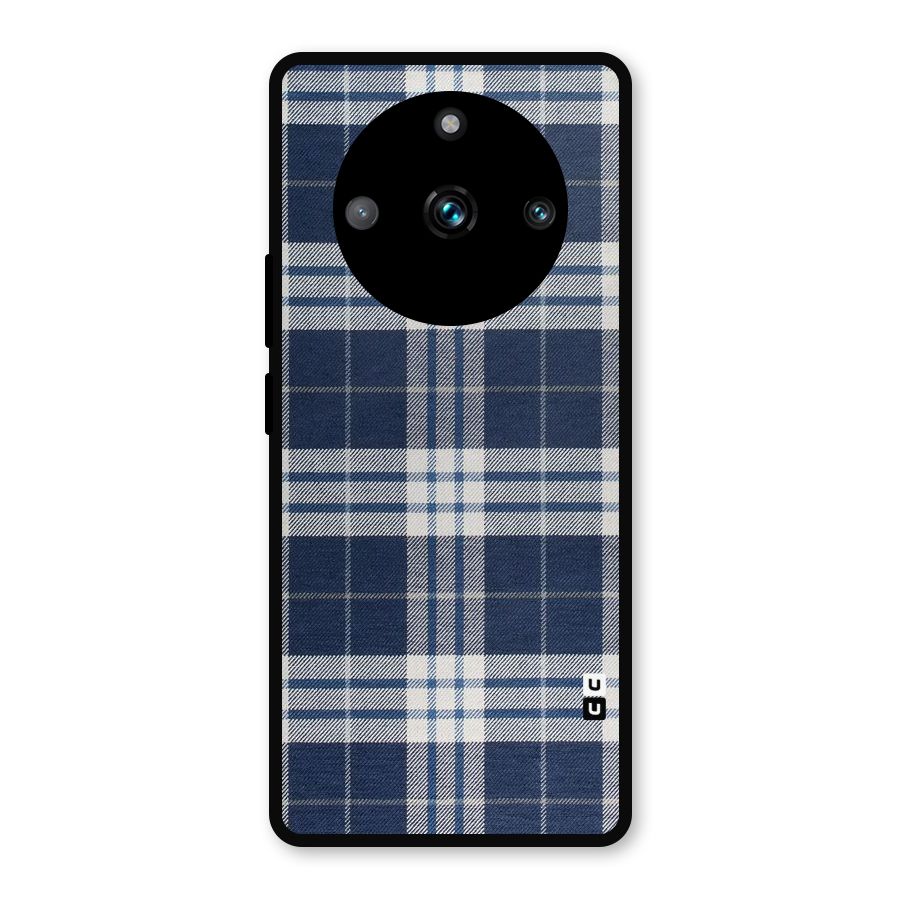 Blue White Check Metal Back Case for Realme Narzo 60 Pro