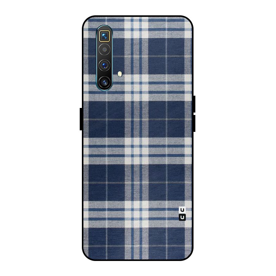 Blue White Check Metal Back Case for Realme X3 SuperZoom
