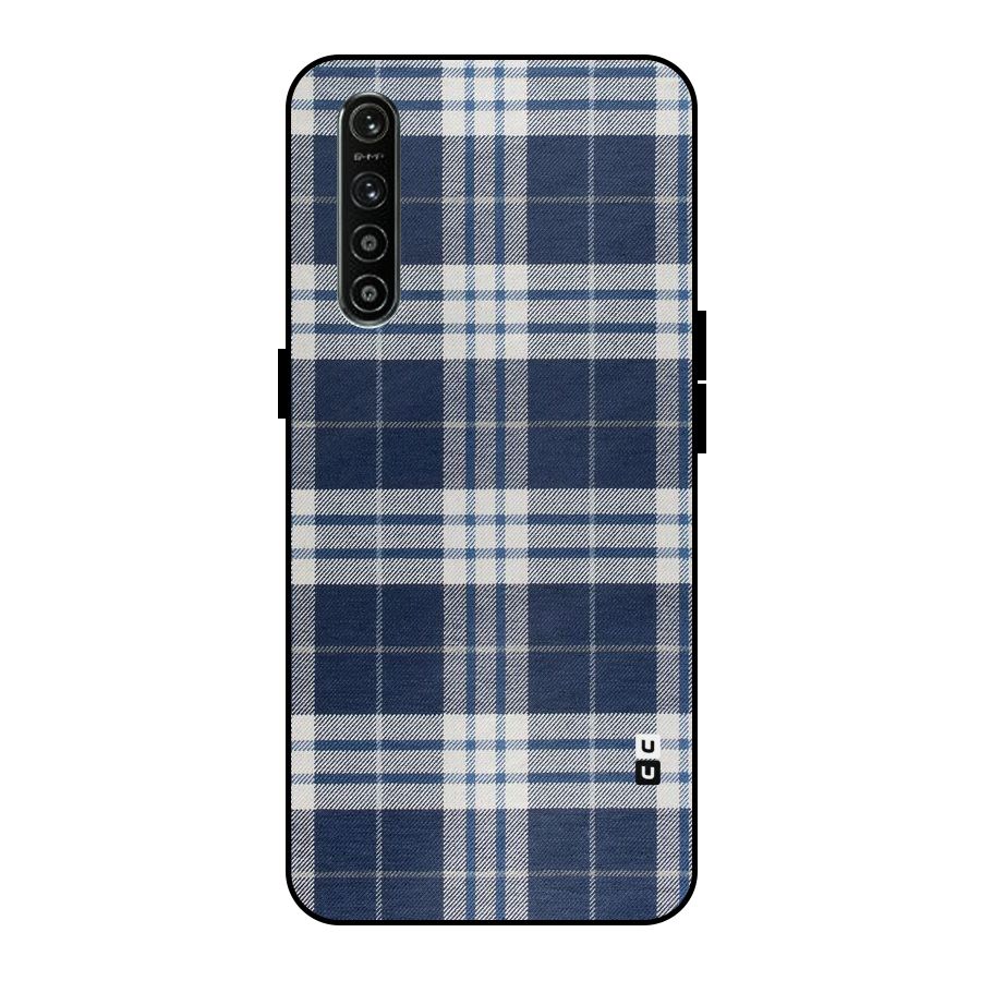 Blue White Check Metal Back Case for Realme XT