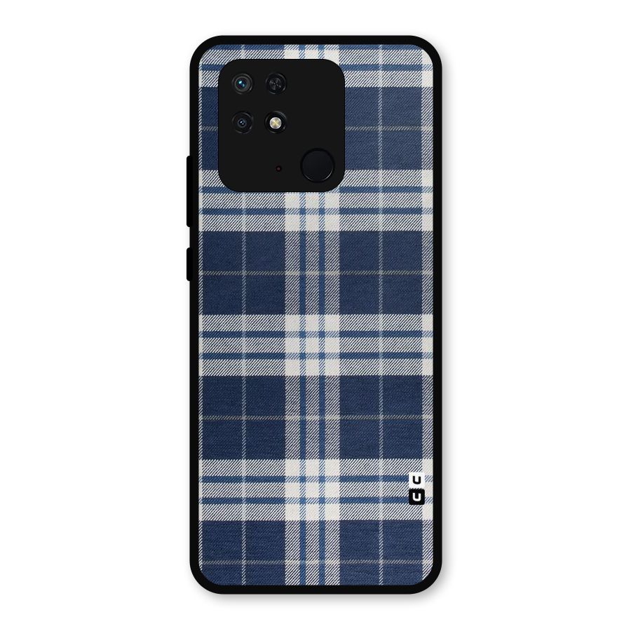 Blue White Check Metal Back Case for Redmi 10 Power