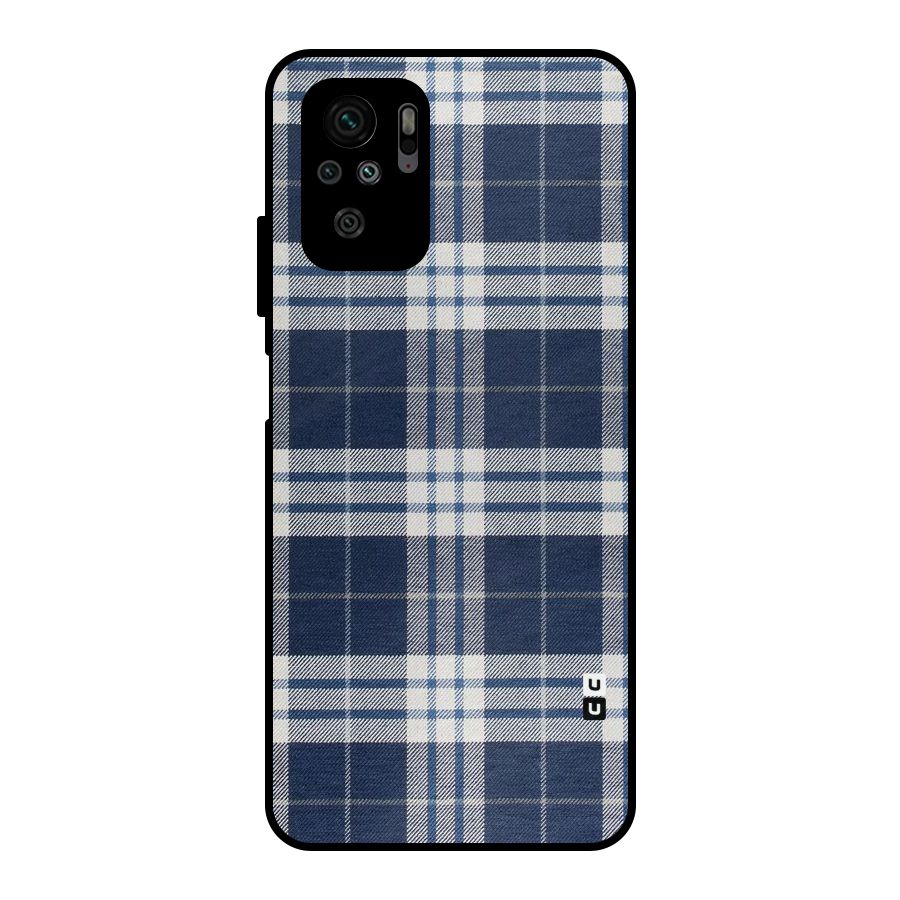 Blue White Check Metal Back Case for Redmi Note 10S