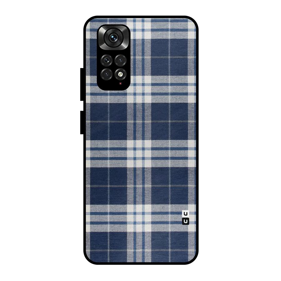Blue White Check Metal Back Case for Redmi Note 11 Pro Plus 5G