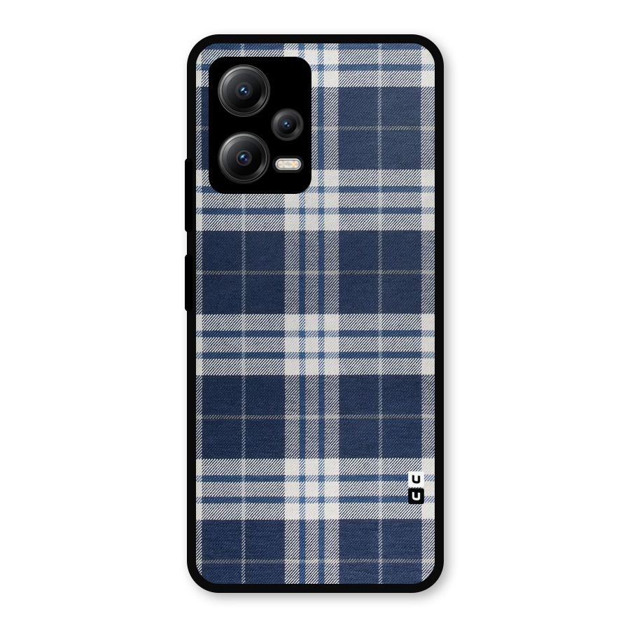 Blue White Check Metal Back Case for Redmi Note 12 5G