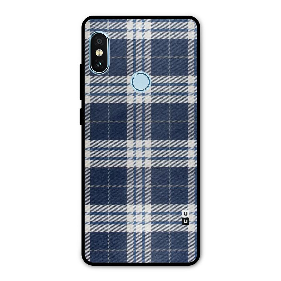 Blue White Check Metal Back Case for Redmi Note 5 Pro
