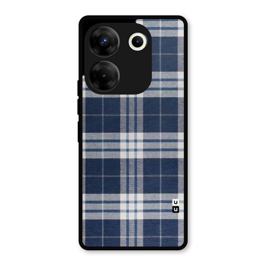 Blue White Check Metal Back Case for Tecno Camon 20