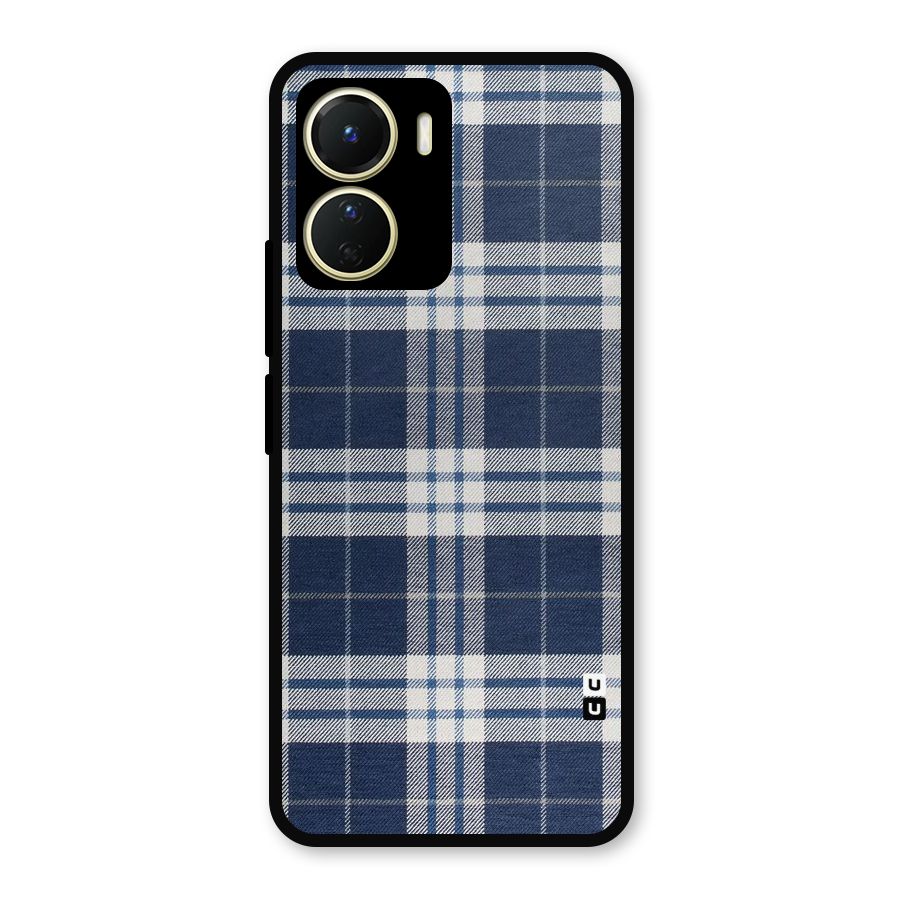 Blue White Check Metal Back Case for Vivo T2x