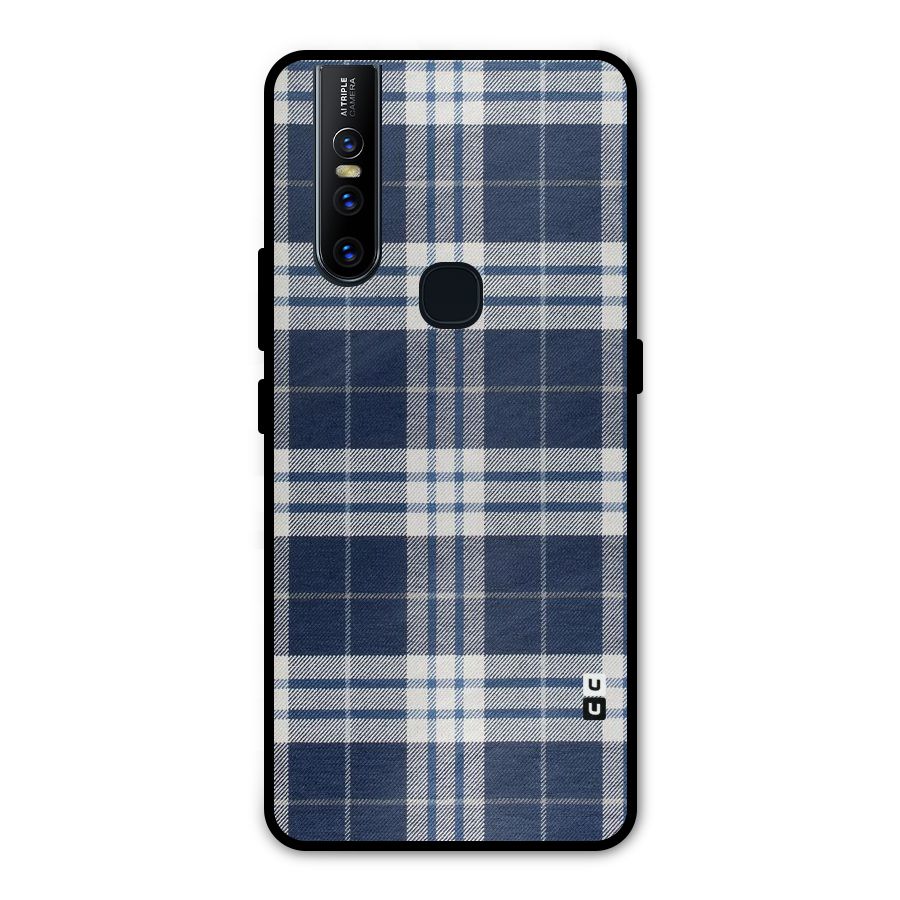 Blue White Check Metal Back Case for Vivo V15