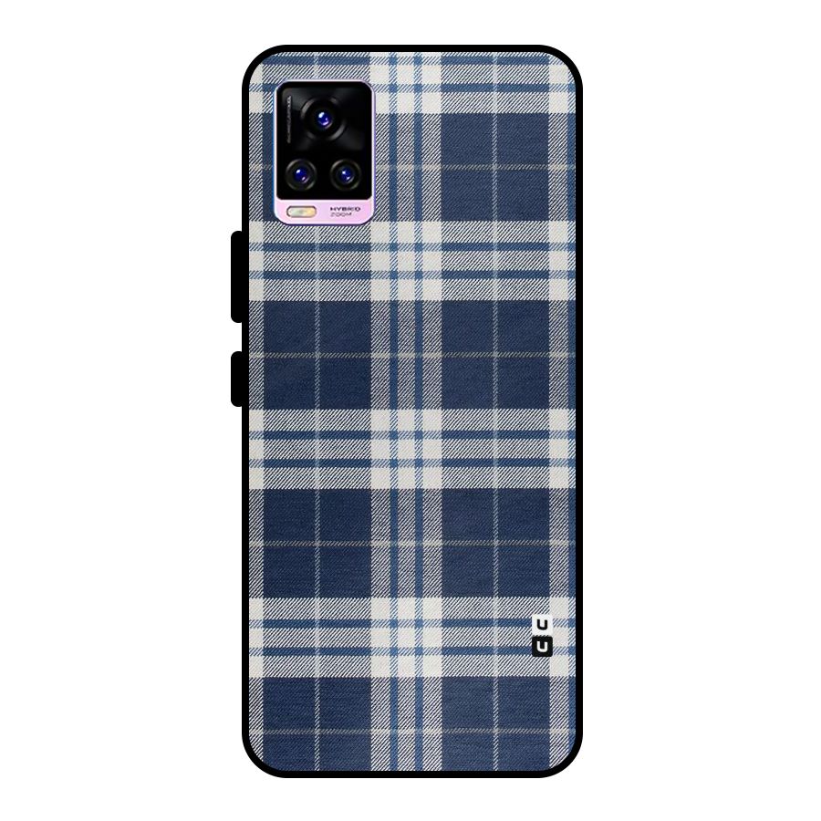 Blue White Check Metal Back Case for Vivo V20 Pro