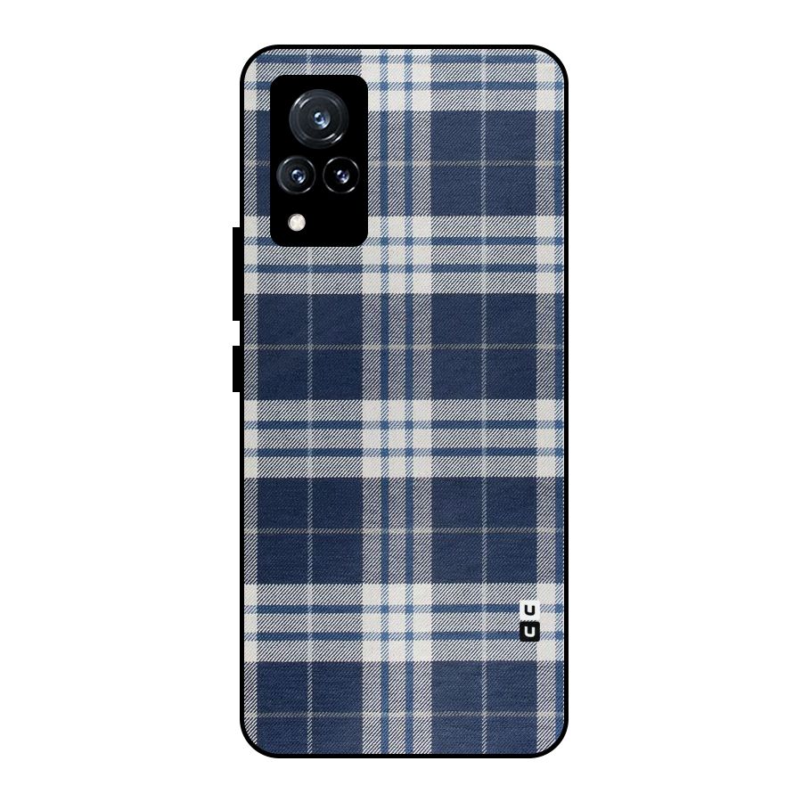Blue White Check Metal Back Case for Vivo V21 5G