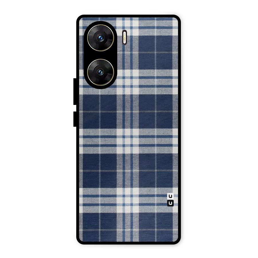 Blue White Check Metal Back Case for Vivo V29e