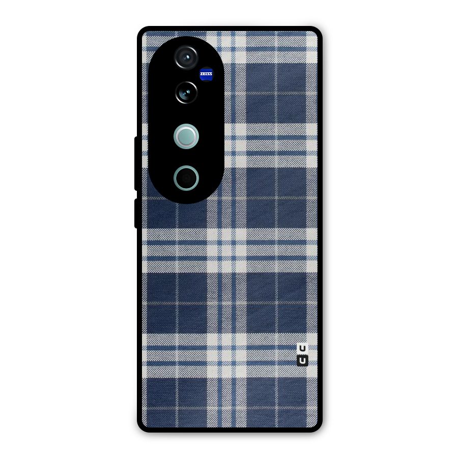 Blue White Check Metal Back Case for Vivo V40