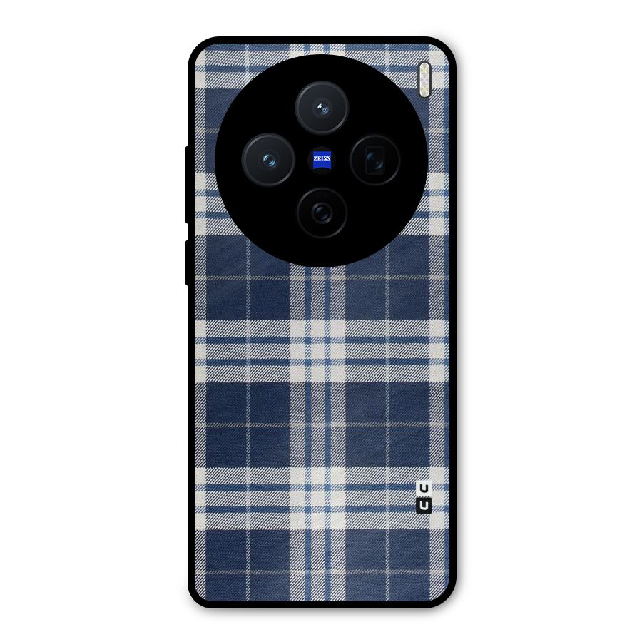 Blue White Check Metal Back Case for Vivo X200