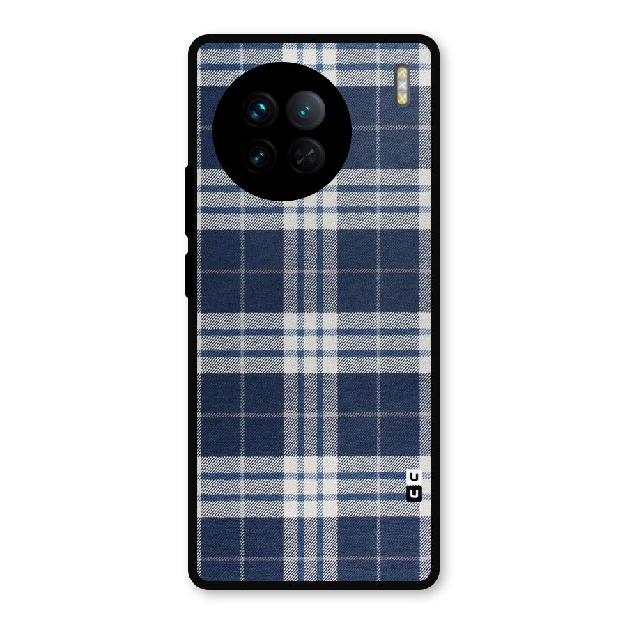 Blue White Check Metal Back Case for Vivo X90