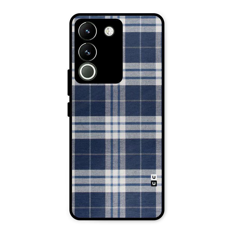 Blue White Check Metal Back Case for Vivo Y200