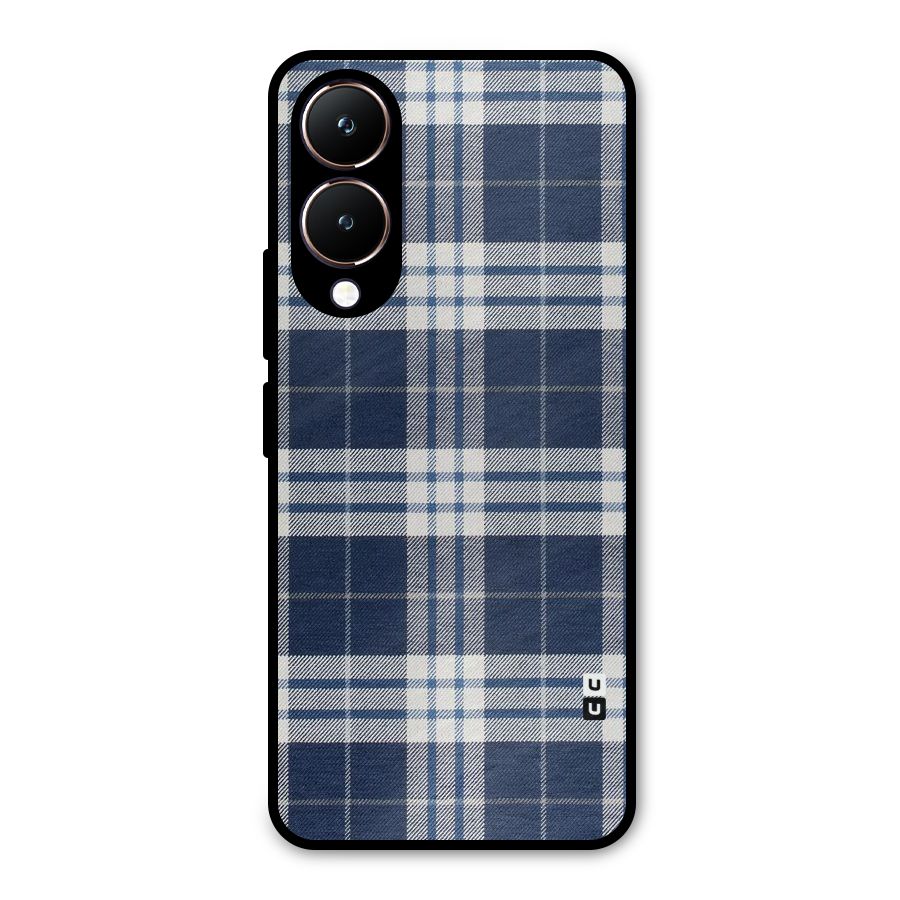 Blue White Check Metal Back Case for Vivo Y28