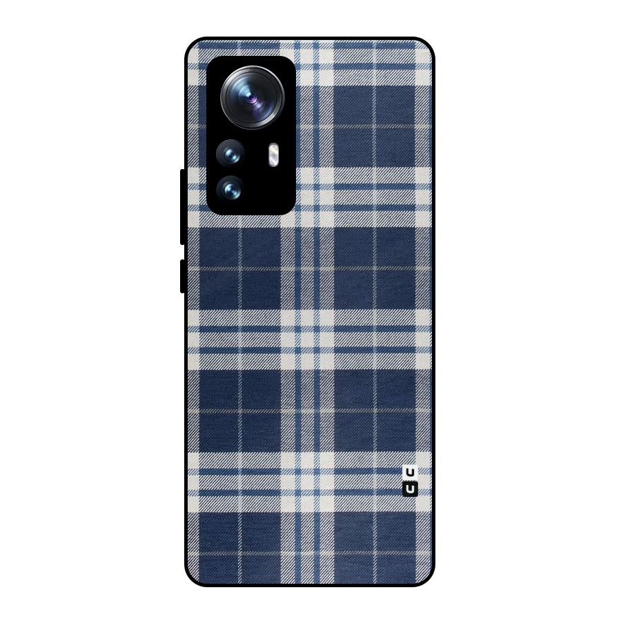 Blue White Check Metal Back Case for Xiaomi 12 Pro