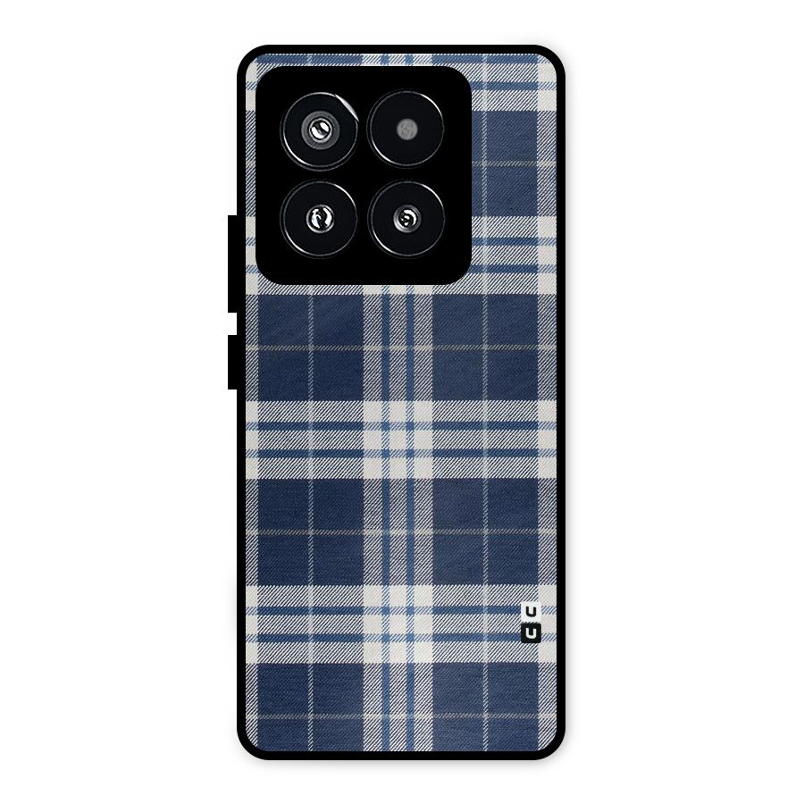 Blue White Check Metal Back Case for Xiaomi 14 Pro