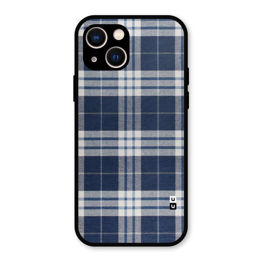 Blue White Check Metal Back Case for iPhone 13