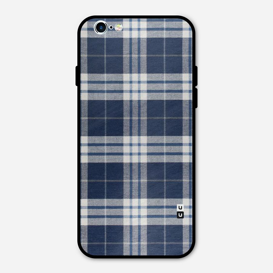 Blue White Check Metal Back Case for iPhone 6 6s