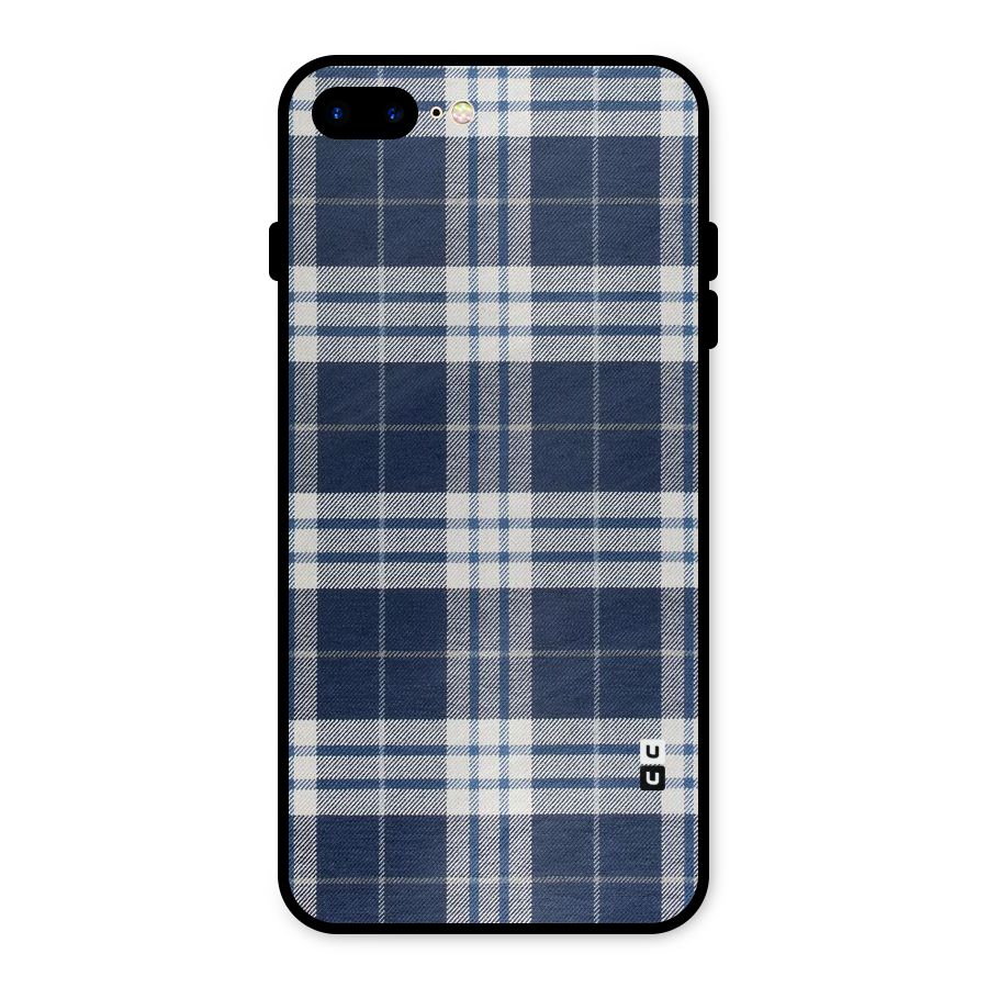 Blue White Check Metal Back Case for iPhone 8 Plus