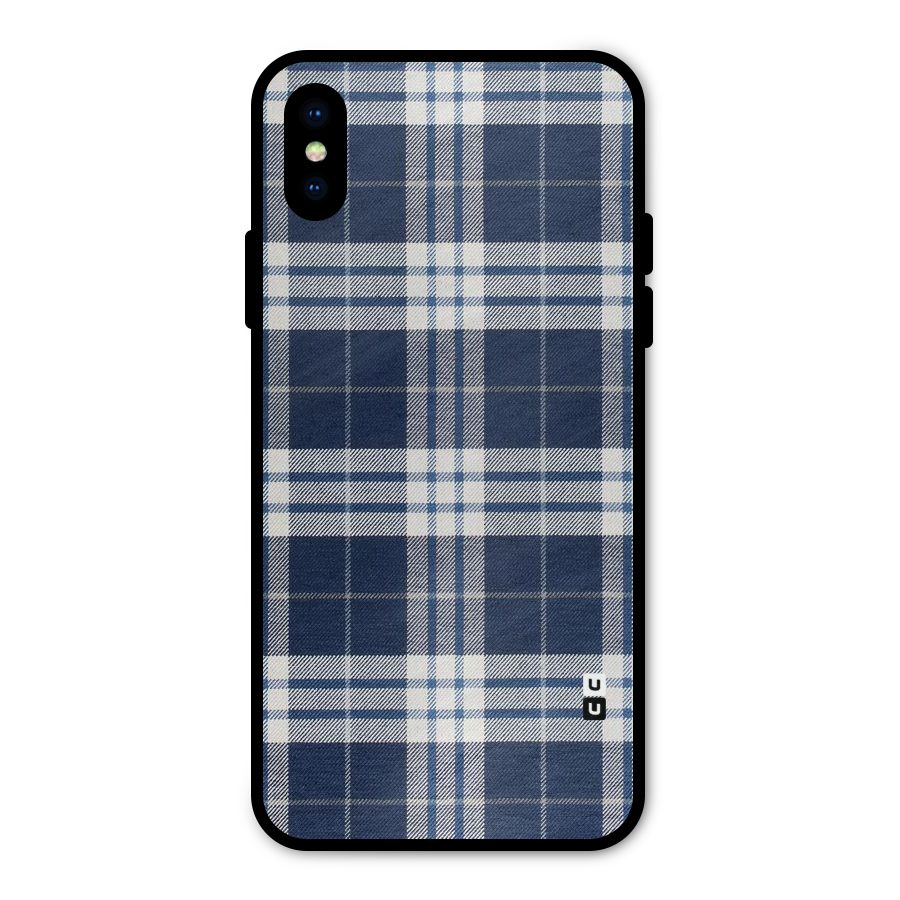 Blue White Check Metal Back Case for iPhone X