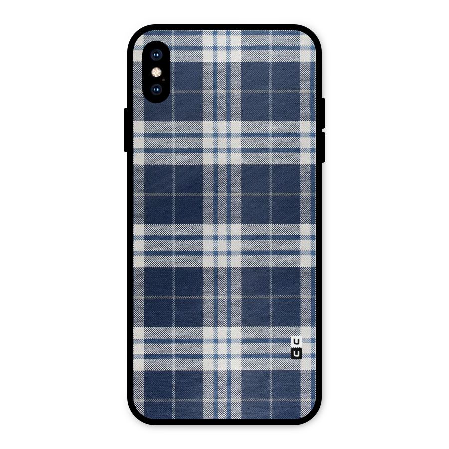 Blue White Check Metal Back Case for iPhone XS Max