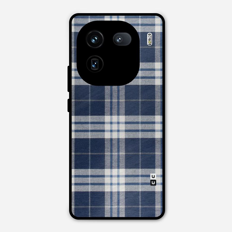Blue White Check Metal Back Case for iQOO 12