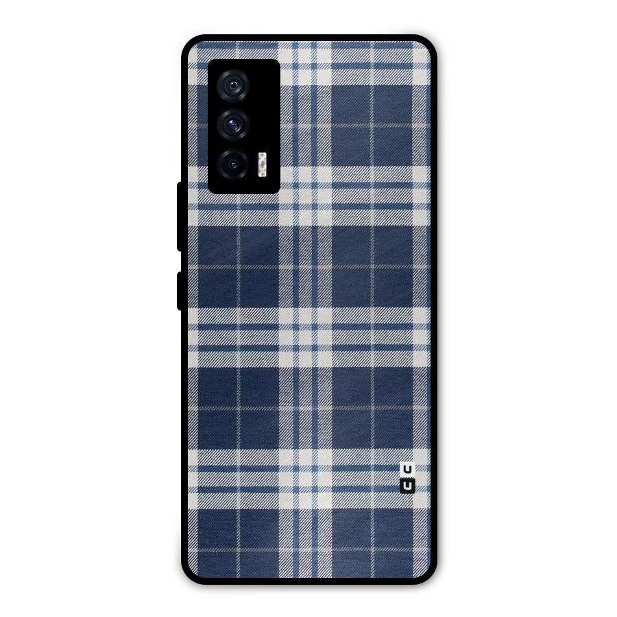 Blue White Check Metal Back Case for iQOO 7 5G
