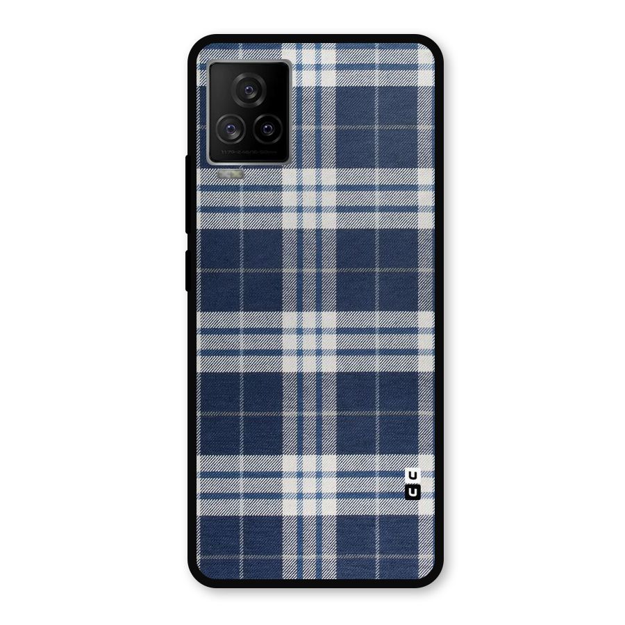 Blue White Check Metal Back Case for iQOO 7 Legend 5G