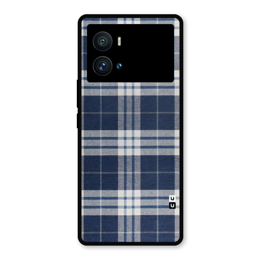 Blue White Check Metal Back Case for iQOO 9 Pro