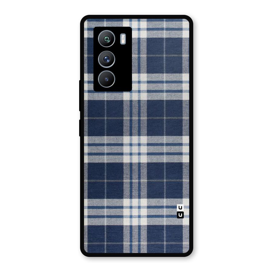 Blue White Check Metal Back Case for iQOO 9 SE