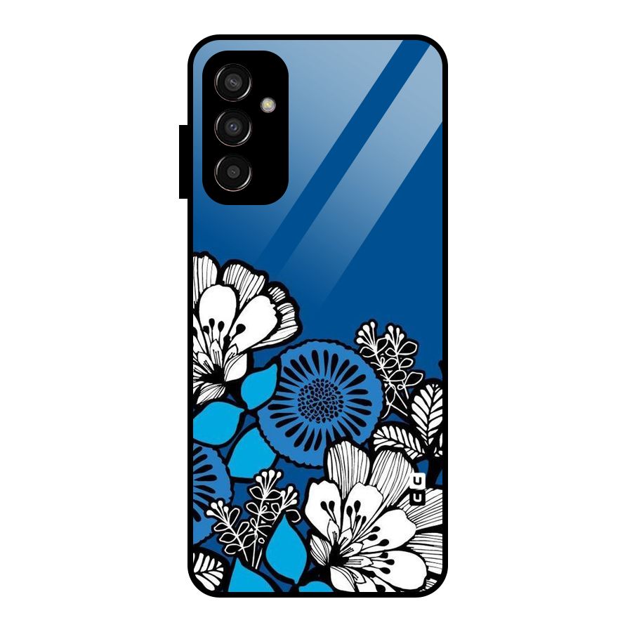 Blue White Flowers Glass Back Case for Galaxy F13
