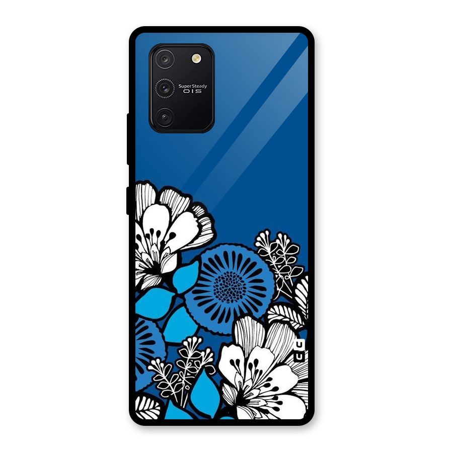 Blue White Flowers Glass Back Case for Galaxy S10 Lite