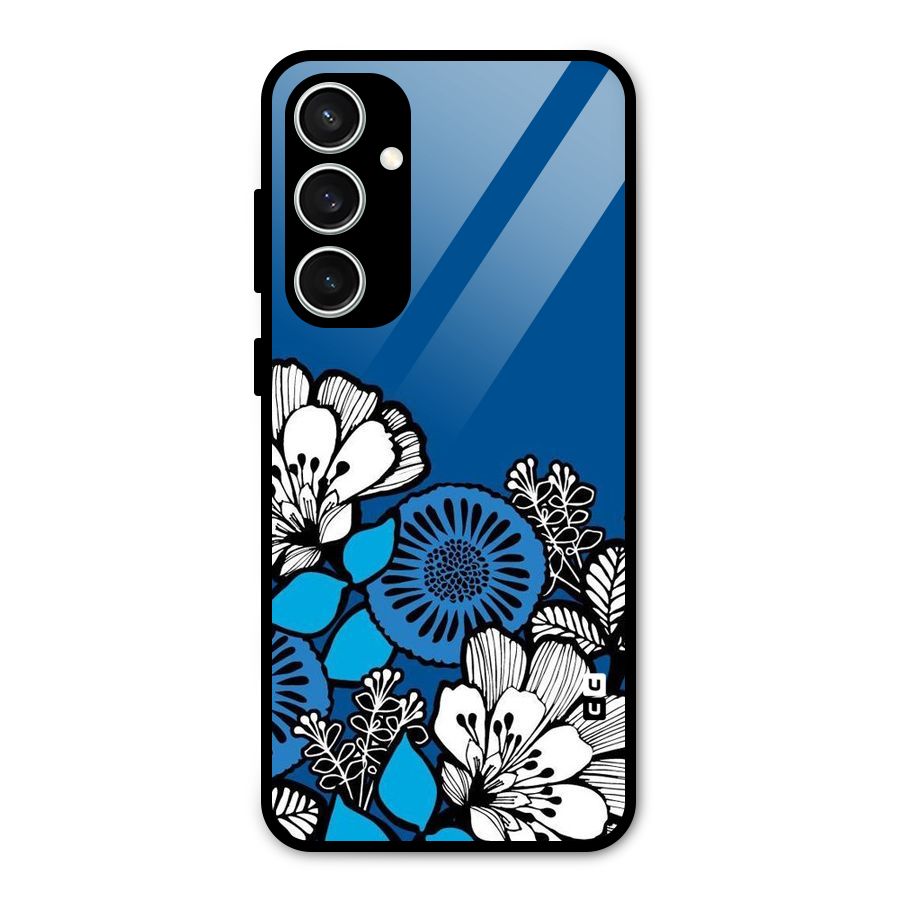 Blue White Flowers Glass Back Case for Galaxy S23 FE