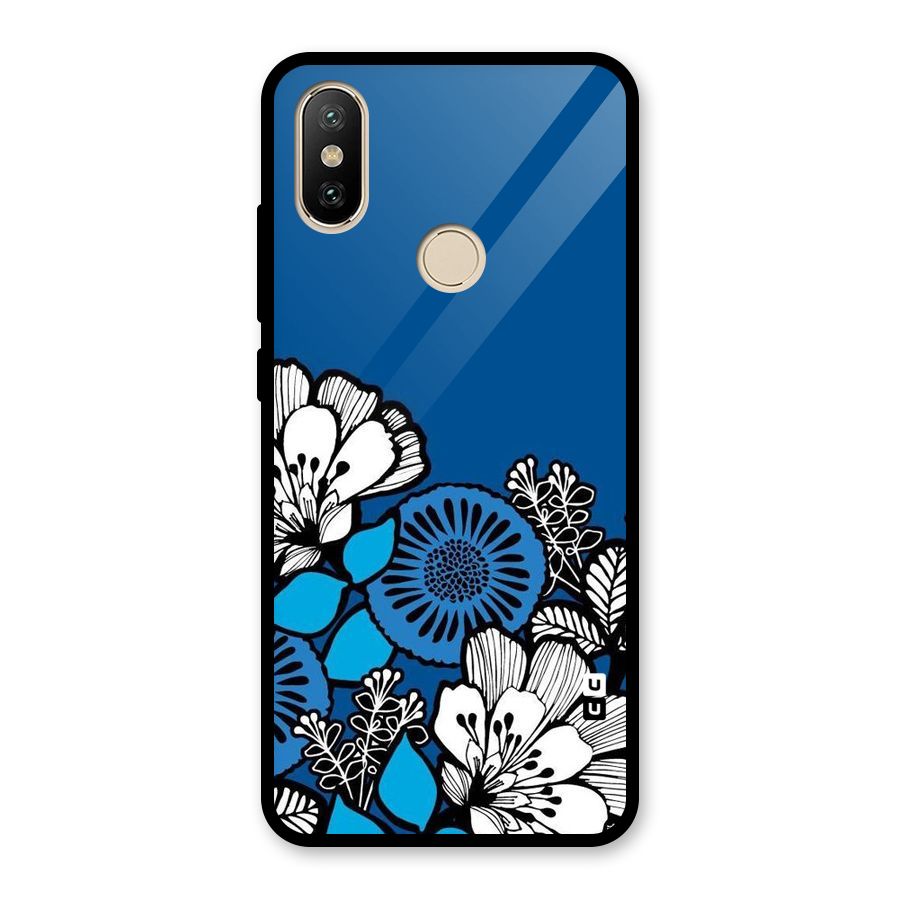 Blue White Flowers Glass Back Case for Redmi A2