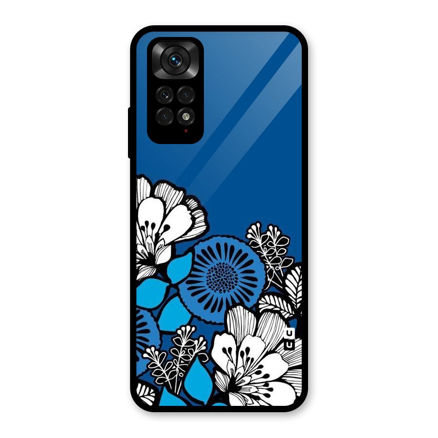 Blue White Flowers Glass Back Case for Redmi Note 11S