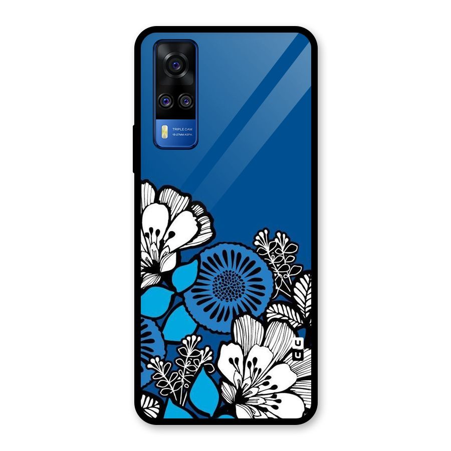 Blue White Flowers Glass Back Case for Vivo Y31