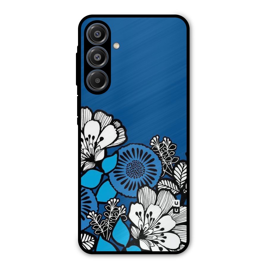 Blue White Flowers Metal Back Case for Galaxy A16 5G
