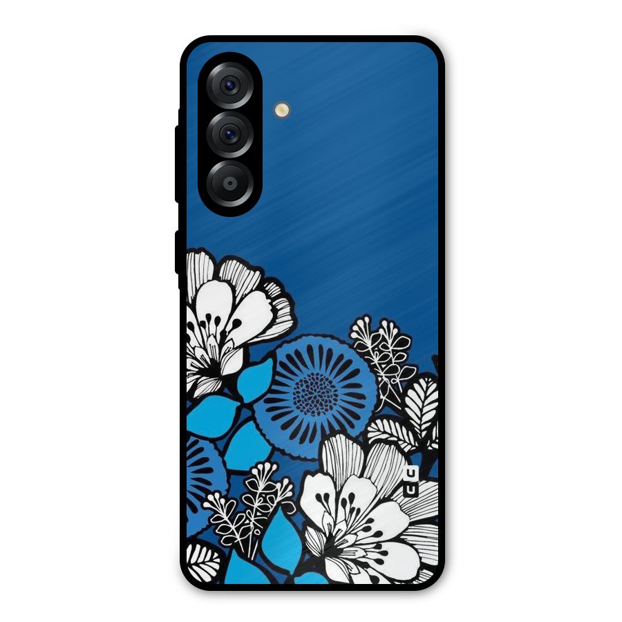 Blue White Flowers Metal Back Case for Galaxy A56
