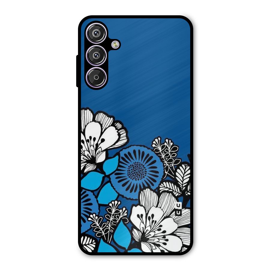 Blue White Flowers Metal Back Case for Galaxy F15