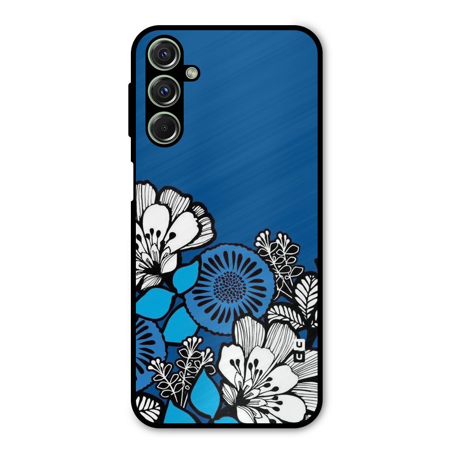 Blue White Flowers Metal Back Case for Galaxy F34