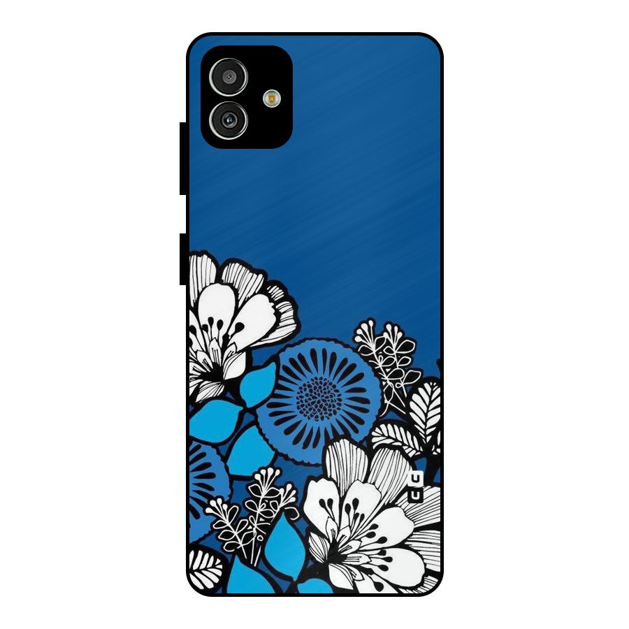 Blue White Flowers Metal Back Case for Galaxy M13 5G