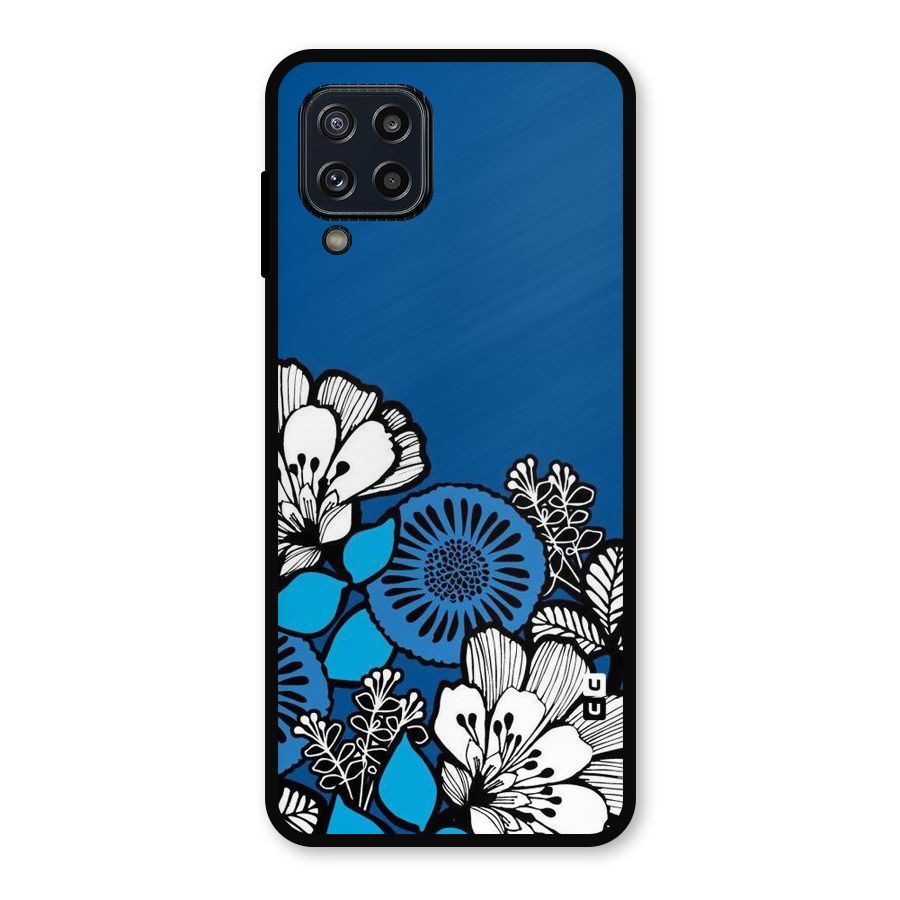 Blue White Flowers Metal Back Case for Galaxy M32