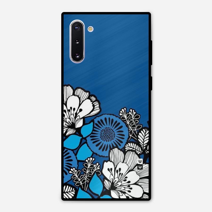 Blue White Flowers Metal Back Case for Galaxy Note 10